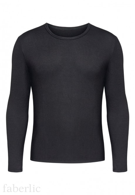 Maglietta a maniche lunghe per uomo, colore mélange nero. Taglia: S